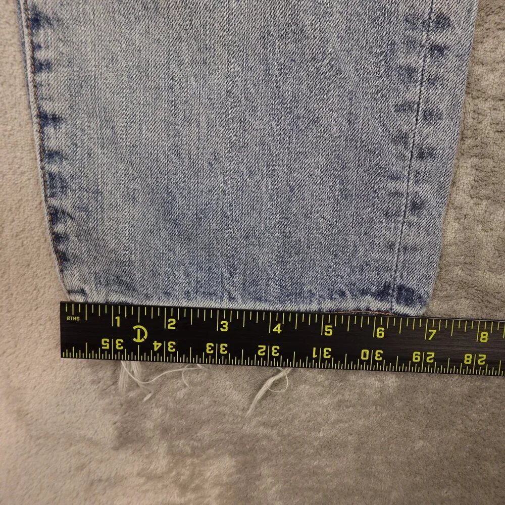 Point Sur Slouchy Boyfriend Jeans Size 27 Button Fly Distressed Light Wash Denim